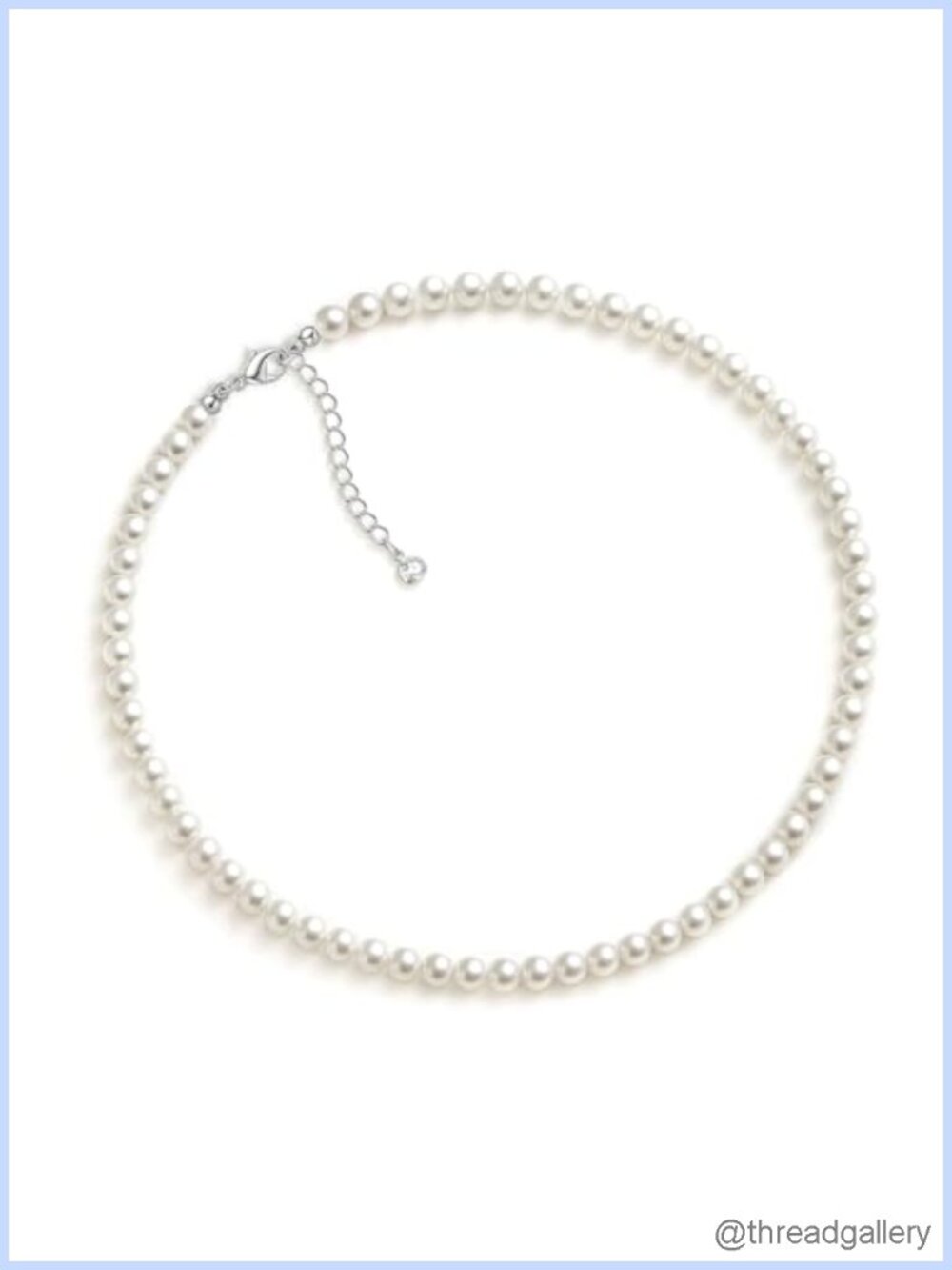 6mm Round Simulated Pearl Choker Necklace 14in Adjustable Lobster Clasp